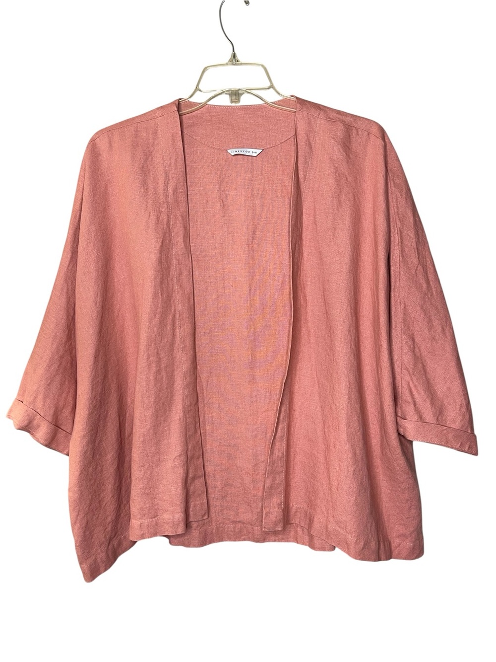 Lightweight Open-Front Linen Jacket in Dusty Rose Sz S-M
